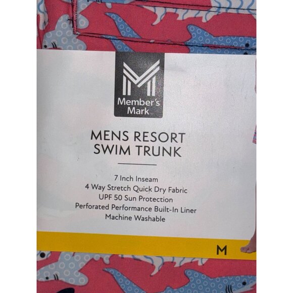 Members Mark Men's Resort Swim Trunks Coral Shark UPF 50+ Quick Dry 7" Inseam M - Picture 2 of 6